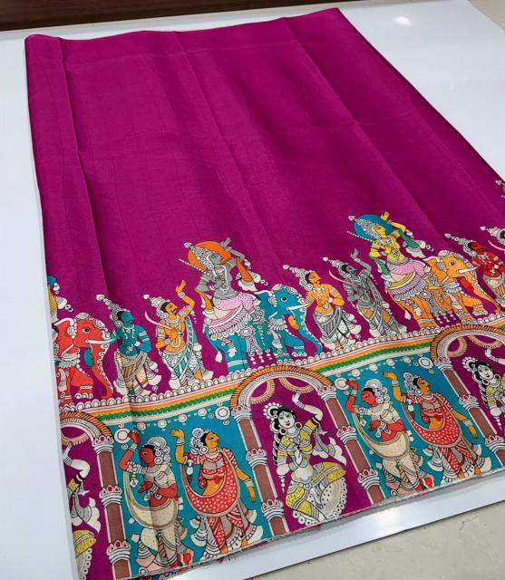 Svara kalamkari digital print surat silk sarees